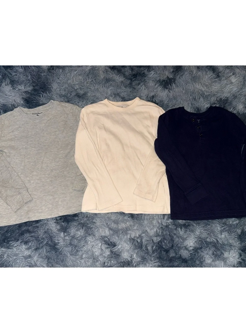 Kids Long Sleeve Crew and Henley Thermal Pack - Gray, Cream, Navy